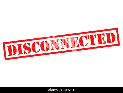 Déconnecté de tampon en caoutchouc rouge sur un fond blanc. Banque D'Images