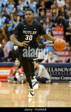 Villanova, Pennsylvania, USA. Feb 20, 2016. Les Bulldogs de Butler avant Kelan Martin (30) en action au cours de la jeu de basket-ball de NCAA entre les Bulldogs de Butler et les Wildcats de Villanova au pavillon de Villanova, en Pennsylvanie. © csm/Alamy Live News Banque D'Images