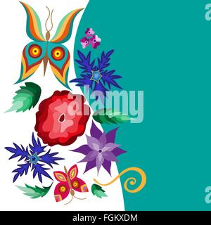 Une collection de fleurs et papillons. Illustration de Vecteur