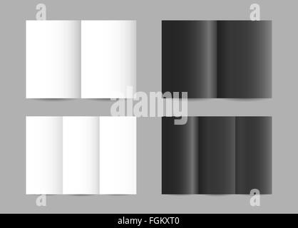 Vector simple papier plié des tracts en noir et blanc couleur Banque D'Images