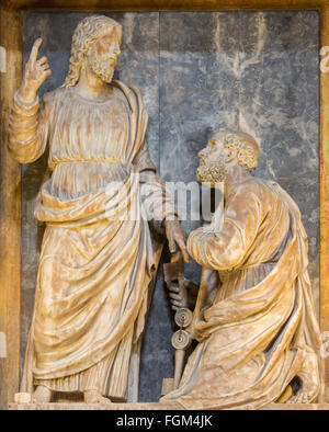 ROME, ITALIE - 27 mars 2015 : Le Jésus confiant les clefs à Pierre, par G. Battista Cassignola (1569). Banque D'Images