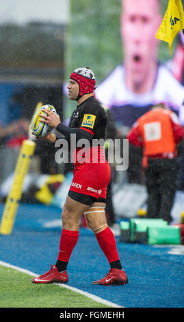 Londres, Royaume-Uni. Feb 20, 2016. Schalk Brits des Saracens au cours de Sarrasins contre Gloucester, Aviva Premiership, Allianz Park, Hendon London UK 20 février 2016 Crédit : KEITH MAYHEW/Alamy Live News Banque D'Images