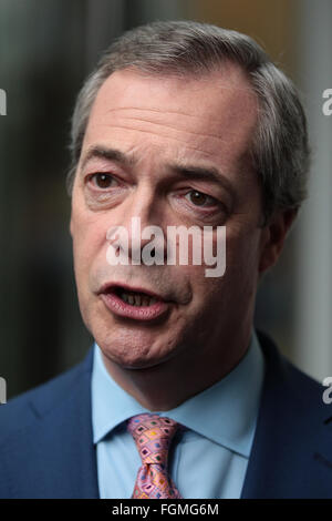 Londres, Royaume-Uni. 21 Février, 2016. Nigel Farage au Andrew Marr Show à Westminster le 21 févr. 2016 à Londres Banque D'Images