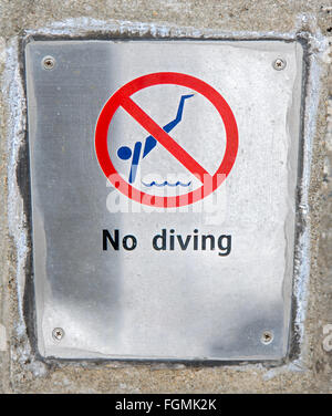 Carte avec interdiction de plongée sous-marine Banque D'Images