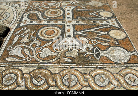 Spanien, Kreta, Drapano-Halbinsel Mosaikboden, Almirida, eines frühchristlichen Basilique Banque D'Images