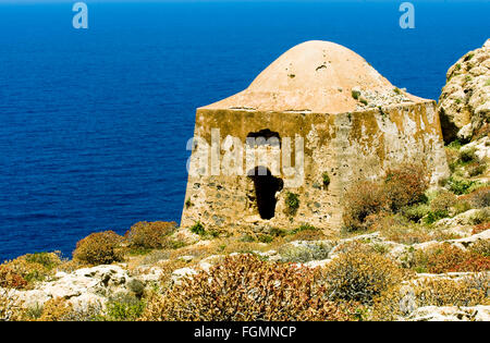 Spanien, Kreta, Kissamos, Insel, d'Imeri Gramvousa venezianisches Kastell. Banque D'Images