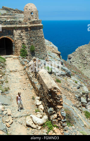 Spanien, Kreta, Kissamos, Insel, d'Imeri Gramvousa venezianisches Kastell. Banque D'Images