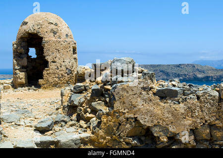 Spanien, Kreta, Kissamos, Insel, d'Imeri Gramvousa venezianisches Kastell. Banque D'Images