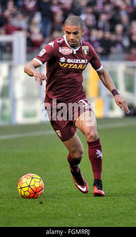 Turin, Italie. Feb 21, 2016. Bruno Peres en action au cours de la série d'un match de football entre Torino FC et FC Carpi. Le résultat final du match est 0-0 © Nicolò Campo/Pacific Press/Alamy Live News Banque D'Images