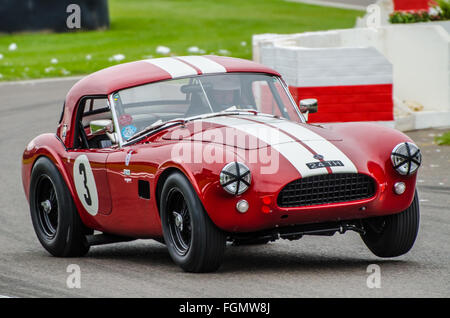 1963 AC Cobra appartient à Martin Hunt et a été couru par lui et P Blakeney-Edwards au Goodwood Revival 2015 Banque D'Images