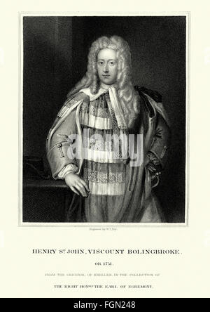 Portrait de Henry St John, vicomte Bolingbroke 1678 à 1751 un homme politique anglais, fonctionnaire du gouvernement et politique philos Banque D'Images