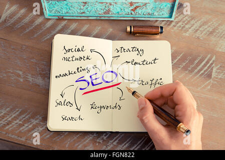 Concept d'image avec texte manuscrit que l'optimisation de Search Engine de SEO Banque D'Images