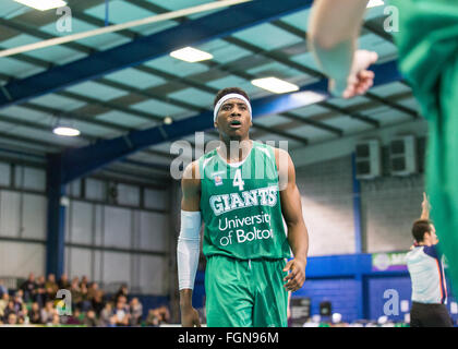 Manchester, UK, 21 février, 2016. London Lions contre Manchester Giants à Manchester. Win 86-67 Lions. copyright Carol Moir/Alamy Live News. Banque D'Images