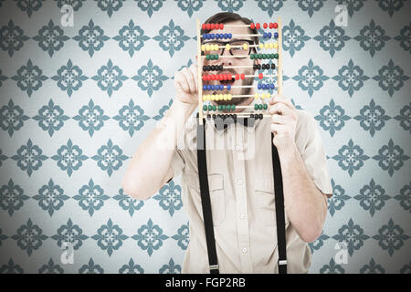 Image composite de hipster geek holding un boulier Banque D'Images