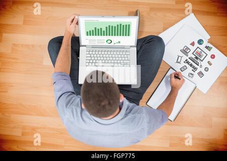 Image composite de l'interface d'affaires avec des graphiques et des données Banque D'Images