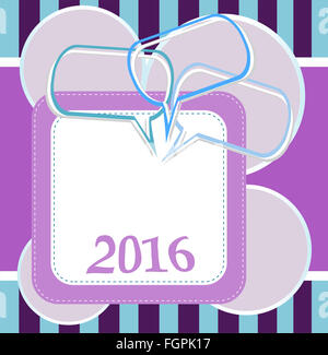 Carte de Nouvel An 2016 avec conception abstract Speech bubbles set Banque D'Images