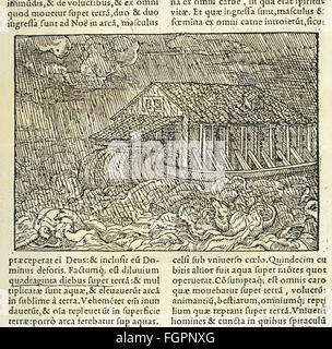 Religion, scènes bibliques, le Deluge, 'Biblia Sacra', imprimé par Jean de Tournes, Lyon, 1558, collection privée, , droits additionnels-Clearences-non disponible Banque D'Images