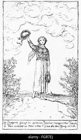 Fête, Saint-Sylvestre, carte de voeux de Wilhelm Steinhausen (1846 - 1924), vers 1900, droits supplémentaires-Clearences-non disponible Banque D'Images