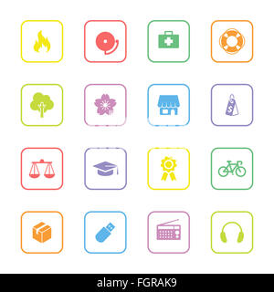 [JPEG] colorful web icon set 6 avec cadre rectangle arrondi Banque D'Images