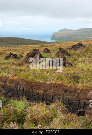 Coupe de la tourbe dans les Landes sur la péninsule duirinish, île de Skye, Écosse Banque D'Images