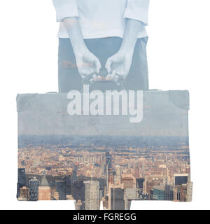 Libre de hipster woman holding suitcase Banque D'Images