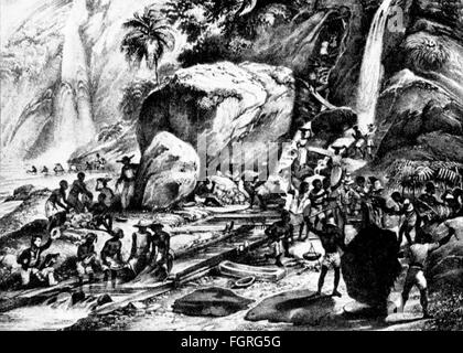 Métal, or, rondelles d'or, Brésil, après dessin par Moritz Ruggendas (1802 - 1858), lithographie, 1835, droits additionnels-Clearences-non disponible Banque D'Images