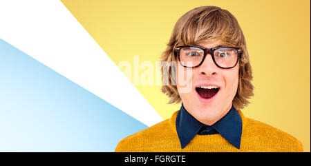 Composite image of businessman hipster surpris Banque D'Images