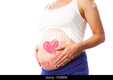 Image composite de pregnant woman holding her bump Banque D'Images