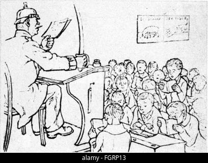 Pédagogie, caricature, policier comme professeur en Allemagne impériale, dessin, vers 1900, droits additionnels-Clearences-non disponible Banque D'Images
