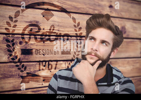 Image composite de close-up of hipster with hand on chin Banque D'Images