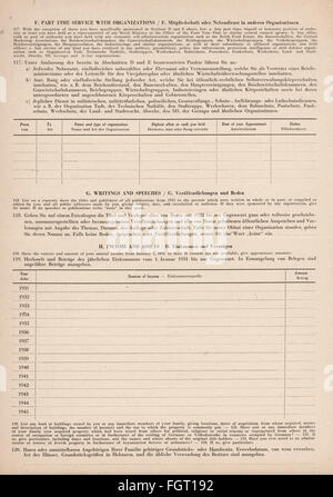 Période d'après-guerre, dédazification, questionnaire du Gouvernement militaire américain, 15.5.1945, droits additionnels-Clearences-non disponible Banque D'Images