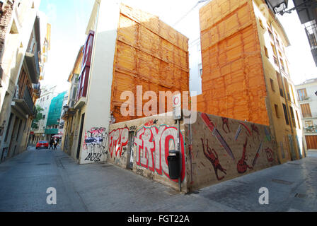 Des murs couverts de graffitis dans la région de Barrio del Carmen, Valencia Espagne Banque D'Images