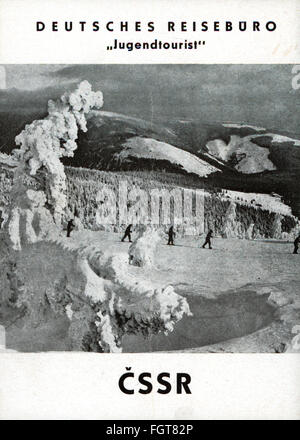 tourisme, brochure de voyage pour les jeunes voyages en Tchécoslovaquie, couverture, Jugendtourist - Allemagne Agence de voyage de la République démocratique allemande, 1964, droits additionnels-Clearences-non disponible Banque D'Images