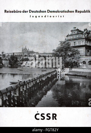 tourisme, brochure de voyage pour les jeunes voyages en Tchécoslovaquie, couverture, Jugendtourist - Allemagne Agence de voyage de la République démocratique allemande, 1964, droits additionnels-Clearences-non disponible Banque D'Images