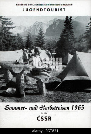 tourisme, brochure de voyage pour les jeunes voyages en Tchécoslovaquie, couverture, Jugendtourist - Allemagne Agence de voyage de la République démocratique allemande, 1964, droits additionnels-Clearences-non disponible Banque D'Images