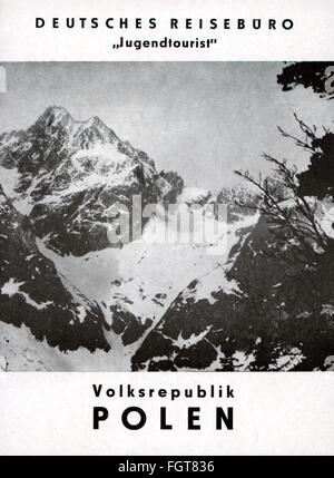 tourisme, brochure de voyage pour les jeunes voyages en République populaire de Pologne, couverture, Jugendtourist - Allemagne République démocratique Agence de voyage, 1964, droits additionnels-Clearences-non disponible Banque D'Images