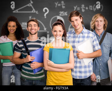 Image composite d'étudiants holding folders in college Banque D'Images