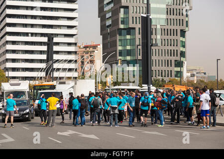 Barcelone, Espagne. Feb 22, 2016. Mobile World Congress 2016, Fira de Barcelona la masse, Joan Carles I Avenue, L'Hospitalet de Llobregat, Europa square Crédit : Joan Gosa Badia/Alamy Live News Banque D'Images