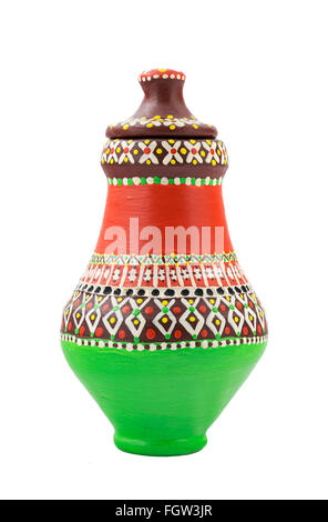 Un navire de la poterie colorée décoration égyptienne fait d'argile, une des plus anciennes coutumes de l'Égypte ancienne Banque D'Images