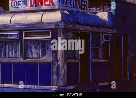 Diner de Corfou sur la 10e Avenue à l'angle de la 18e rue à New York, 1981 Banque D'Images