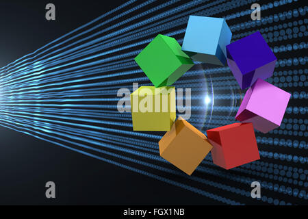 Image composite de 3d cubes colorés dans un cercle Banque D'Images