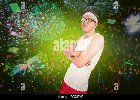 Image composite de hipster geek posing in sportswear Banque D'Images