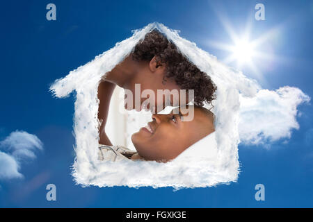 Image composite du couple intime messing sur le matin on bed Banque D'Images