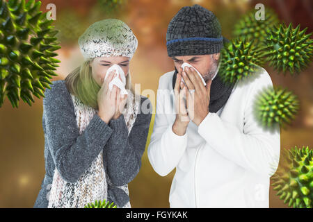 Image composite de couple l'éternuement dans les tissus Banque D'Images