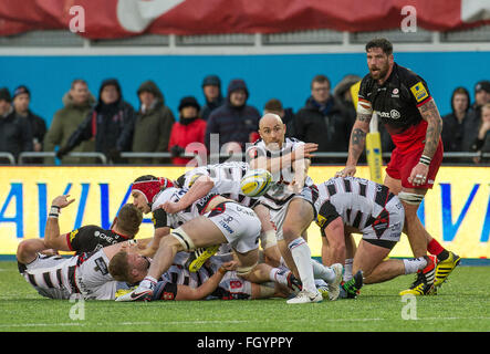 Sarrasins contre Gloucester, Aviva Premiership, Allianz Park, Hendon London UK 20 Février 2016 Banque D'Images