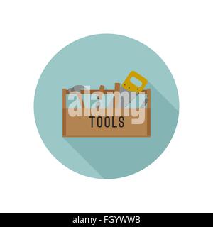 Boîte à outils icône plate. Illustration de Vecteur
