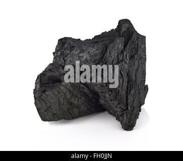 Le charbon sur fond blanc isolé Banque D'Images