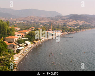 L'île de Lesbos, de Molyvos, nord ouest de l'Egée, Grèce, Europe Banque D'Images