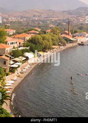 L'île de Lesbos, de Molyvos, nord ouest de l'Egée, Grèce, Europe Banque D'Images