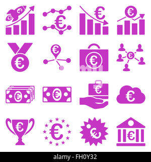 Euro affaires bancaires et outils service icons Banque D'Images